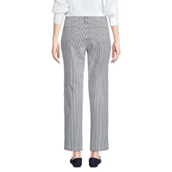 Lands End Women’s Mid Rise Classic Straight Leg Chino Ankle Pants Stripe Size 10 - Picture 3 of 16
